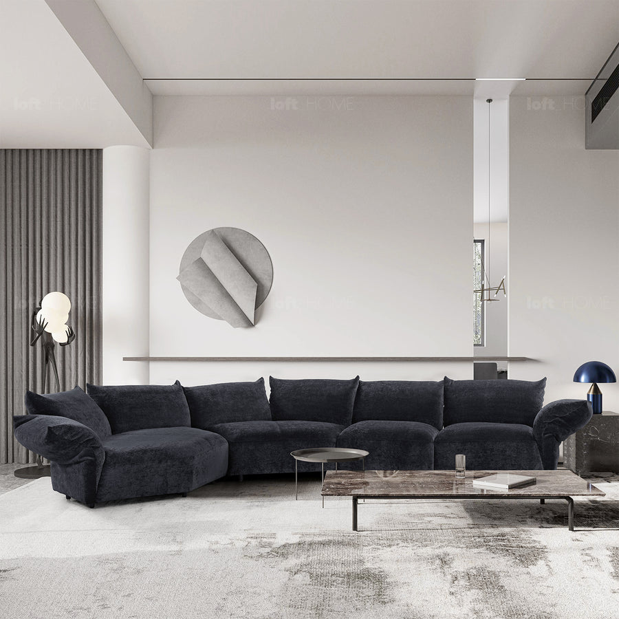 Contemporary velvet fabric l shape sectional sofa flower 4+l primary product view.