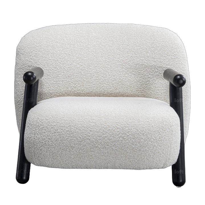 Cream boucle fabric 1 seater sofa with armrest malt material variants.