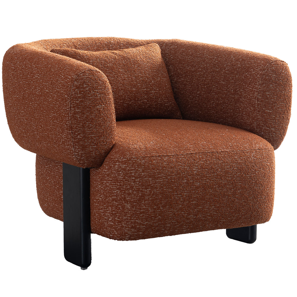 Cream boucle fabric 1 seater sofa nubo in white background.