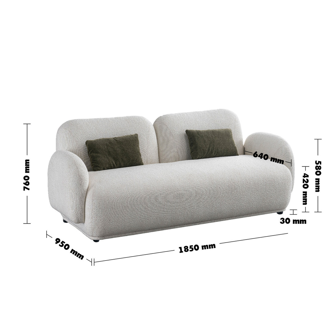 Cream boucle fabric 2 seater sofa pluum size charts.