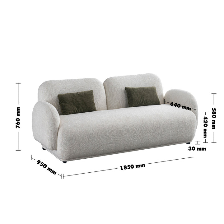 Cream boucle fabric 2 seater sofa pluum size charts.