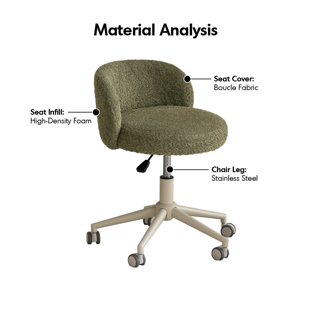 Cream boucle fabric office chair ins detail 6.