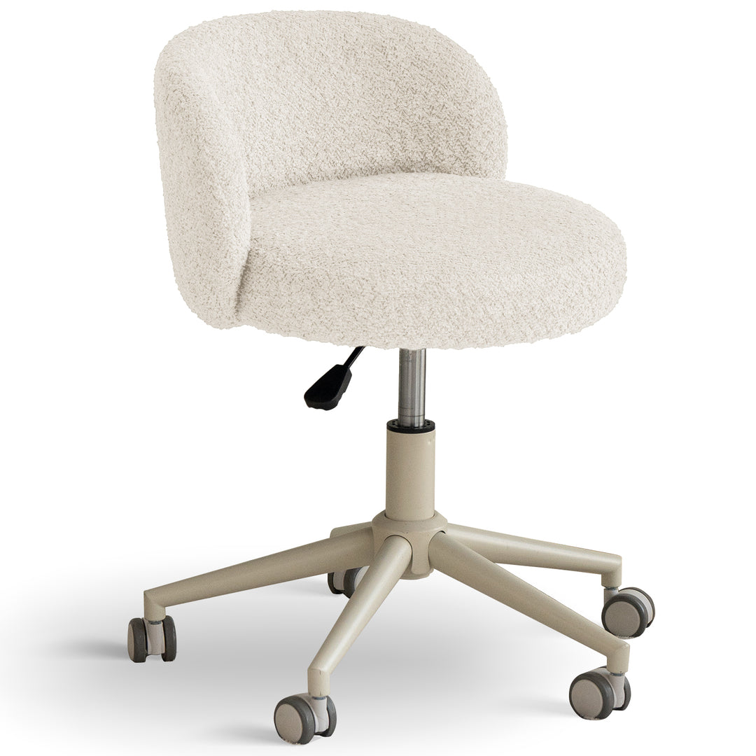 Cream boucle fabric office chair ins detail 7.