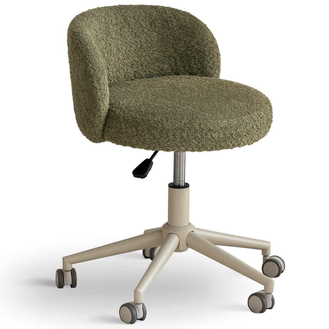 Cream boucle fabric office chair ins in white background.