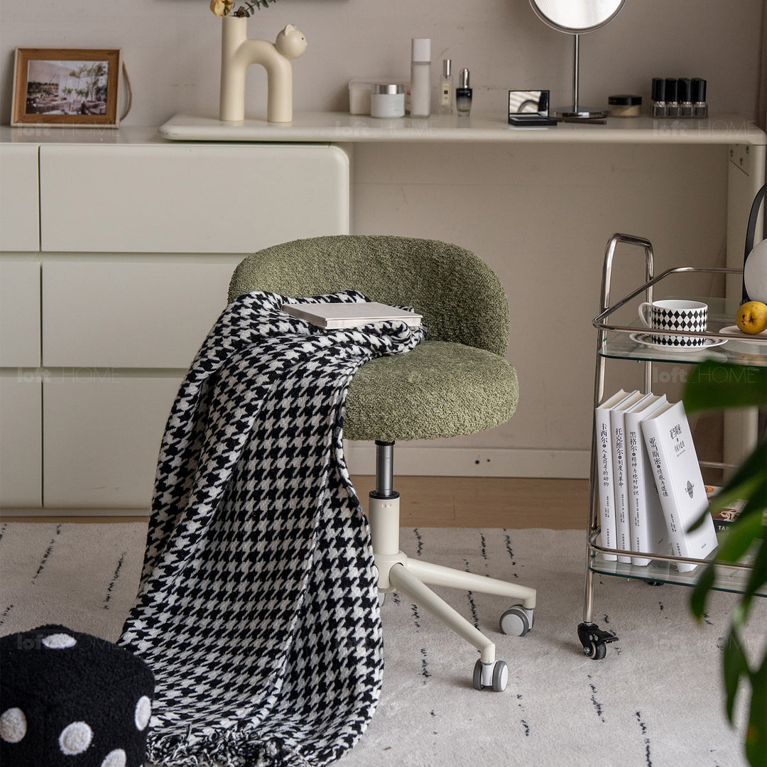 Cream boucle fabric office chair ins situational feels.