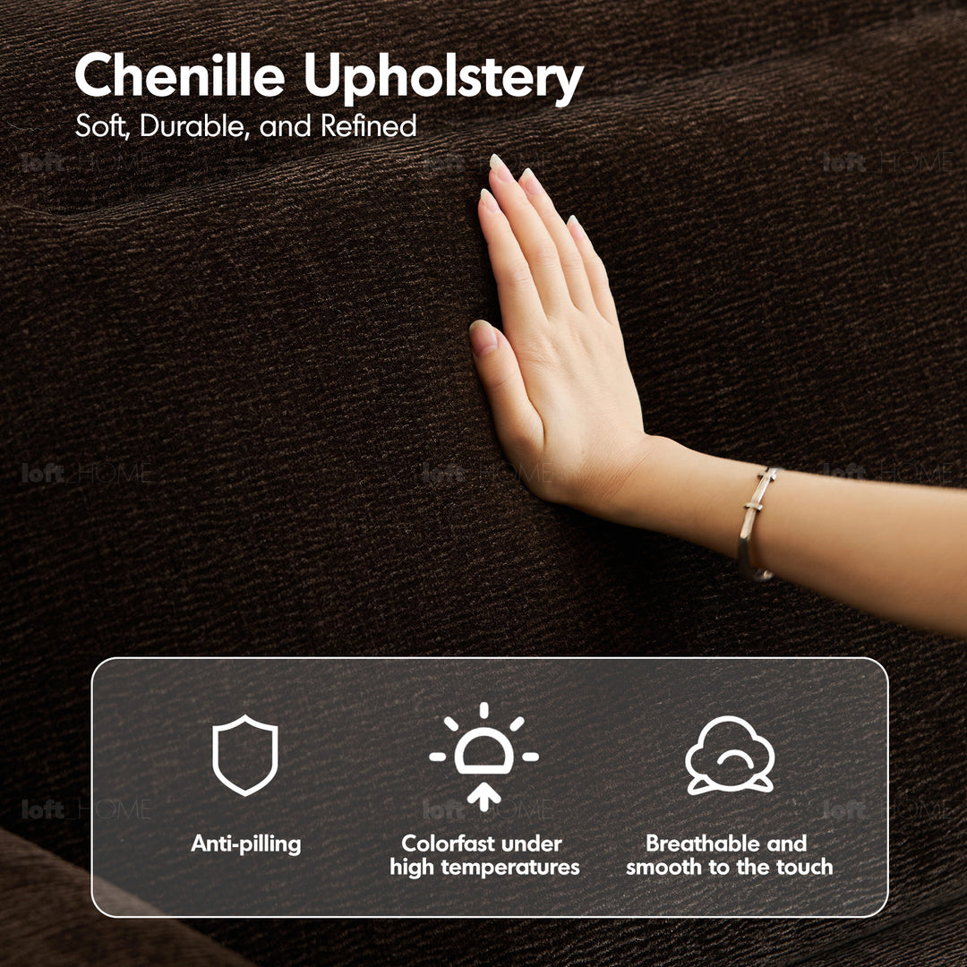Cream chenille velvet fabric electric recliner 4 seater sofa lolo detail 3.