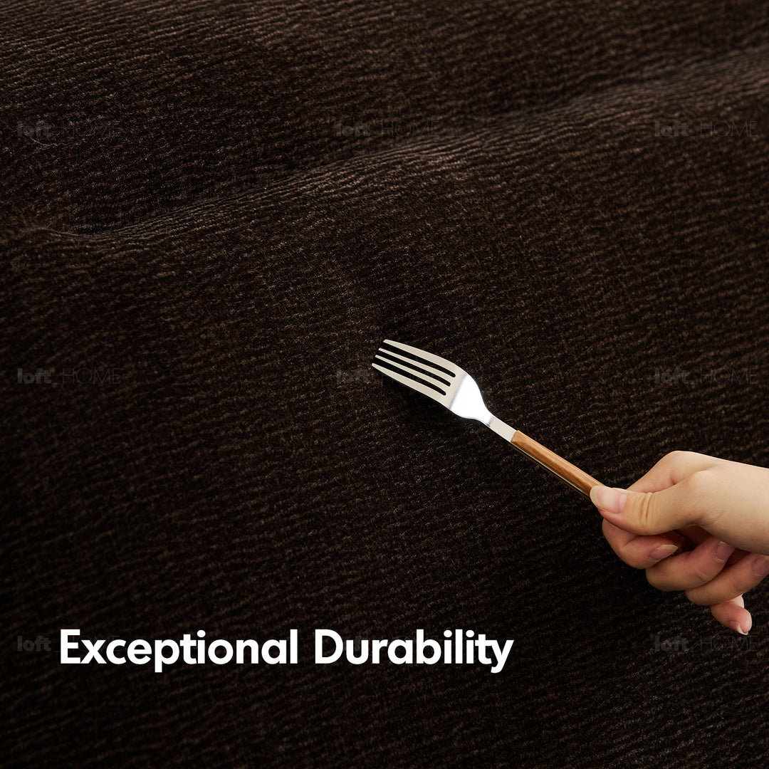 Cream chenille velvet fabric electric recliner 4 seater sofa lolo detail 4.