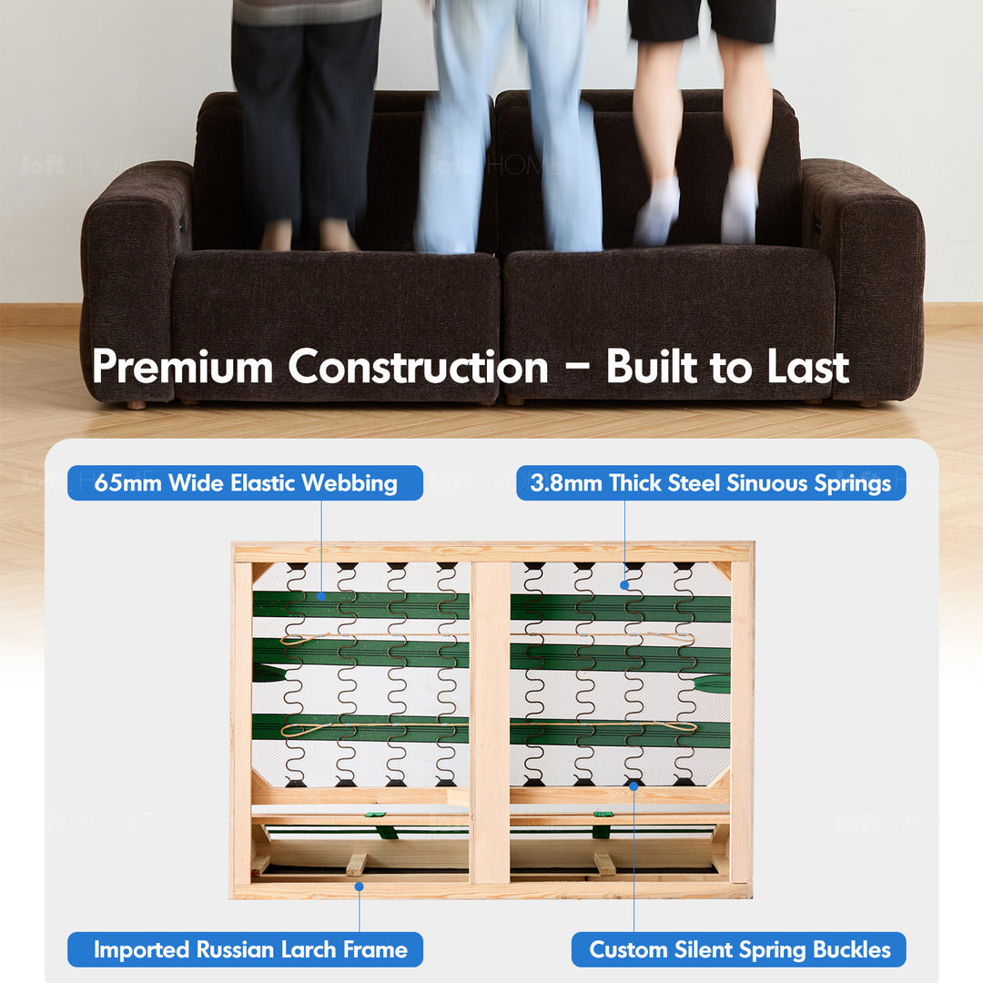 Cream chenille velvet fabric electric recliner 4 seater sofa lolo detail 8.