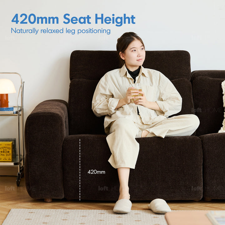 Cream chenille velvet fabric electric recliner 4 seater sofa lolo detail 13.