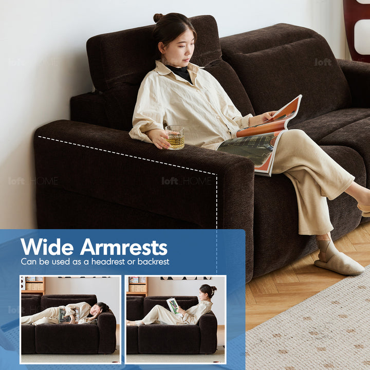 Cream chenille velvet fabric electric recliner 4 seater sofa lolo detail 14.