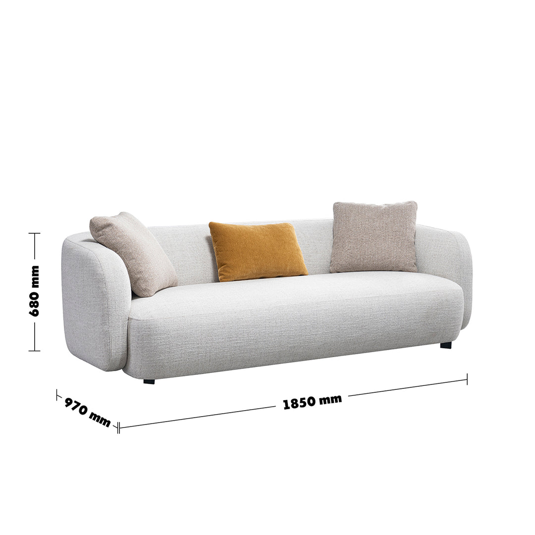 Cream mixed weave fabric 2 seater sofa luma size charts.
