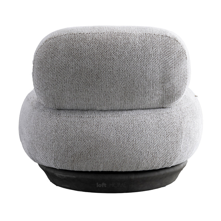 Cream mixed weave fabric revolving 1 seater sofa bixy in panoramic view.