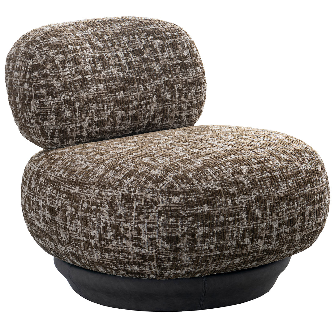 Cream mixed weave fabric revolving 1 seater sofa bixy in white background.