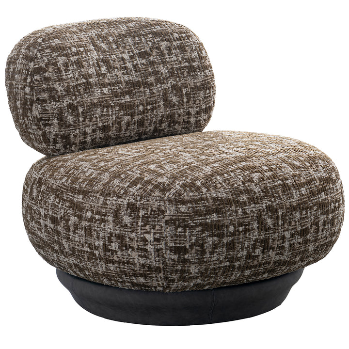 Cream mixed weave fabric revolving 1 seater sofa bixy in white background.