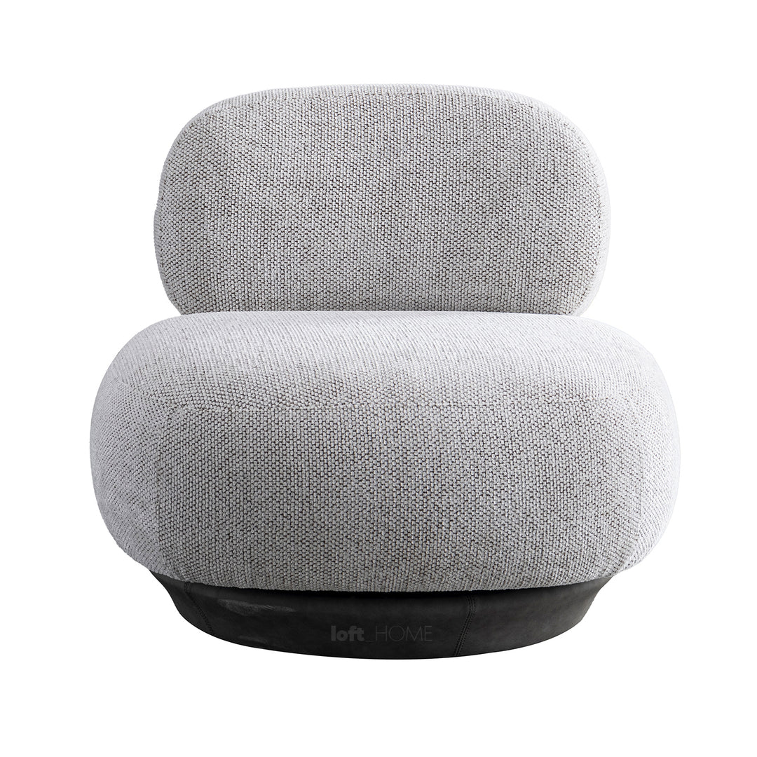 Cream mixed weave fabric revolving 1 seater sofa bixy in close up details.