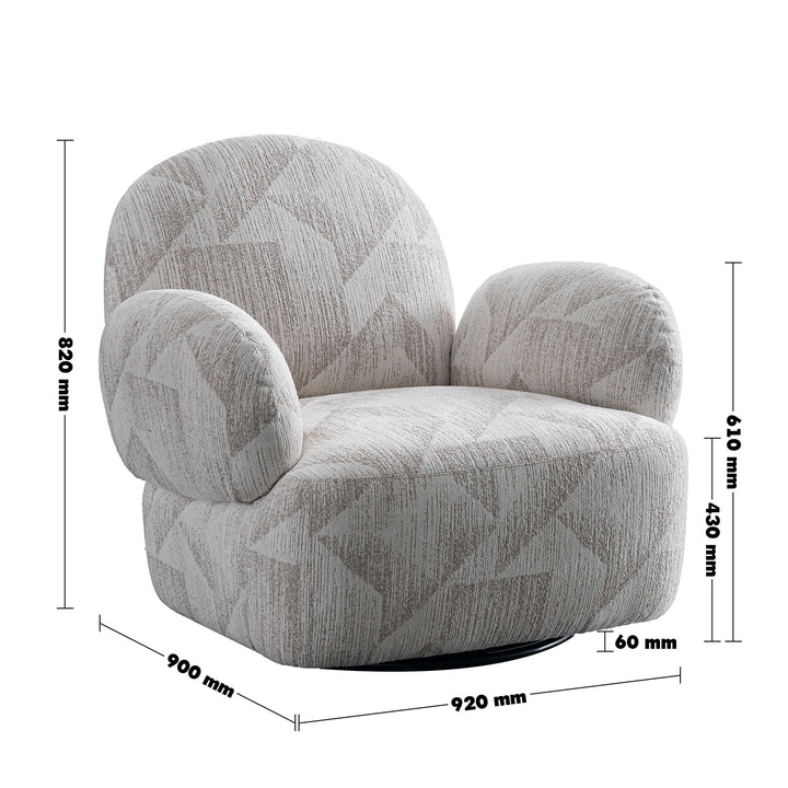 Cream mixed weave fabric revolving 1 seater sofa pomu size charts.