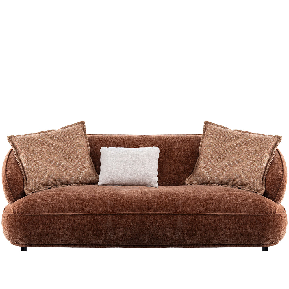 Cream velvet fabric 2 seater sofa cocoa in white background.