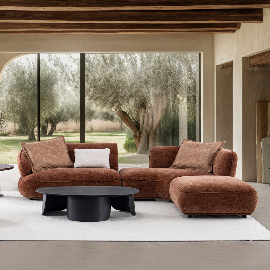 Cream velvet fabric l shape sectional sofa cocoa 3+l primary product view.