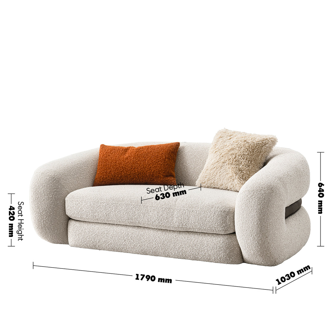Cream boucle fabric 2 seater sofa curly size charts.