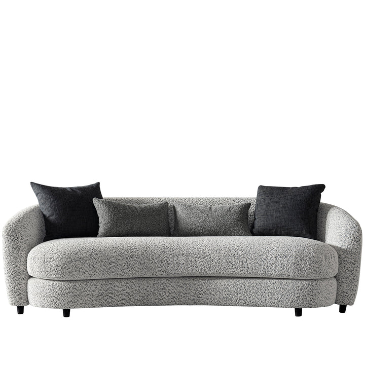 Cream boucle fabric 3 seater sofa nova in white background.