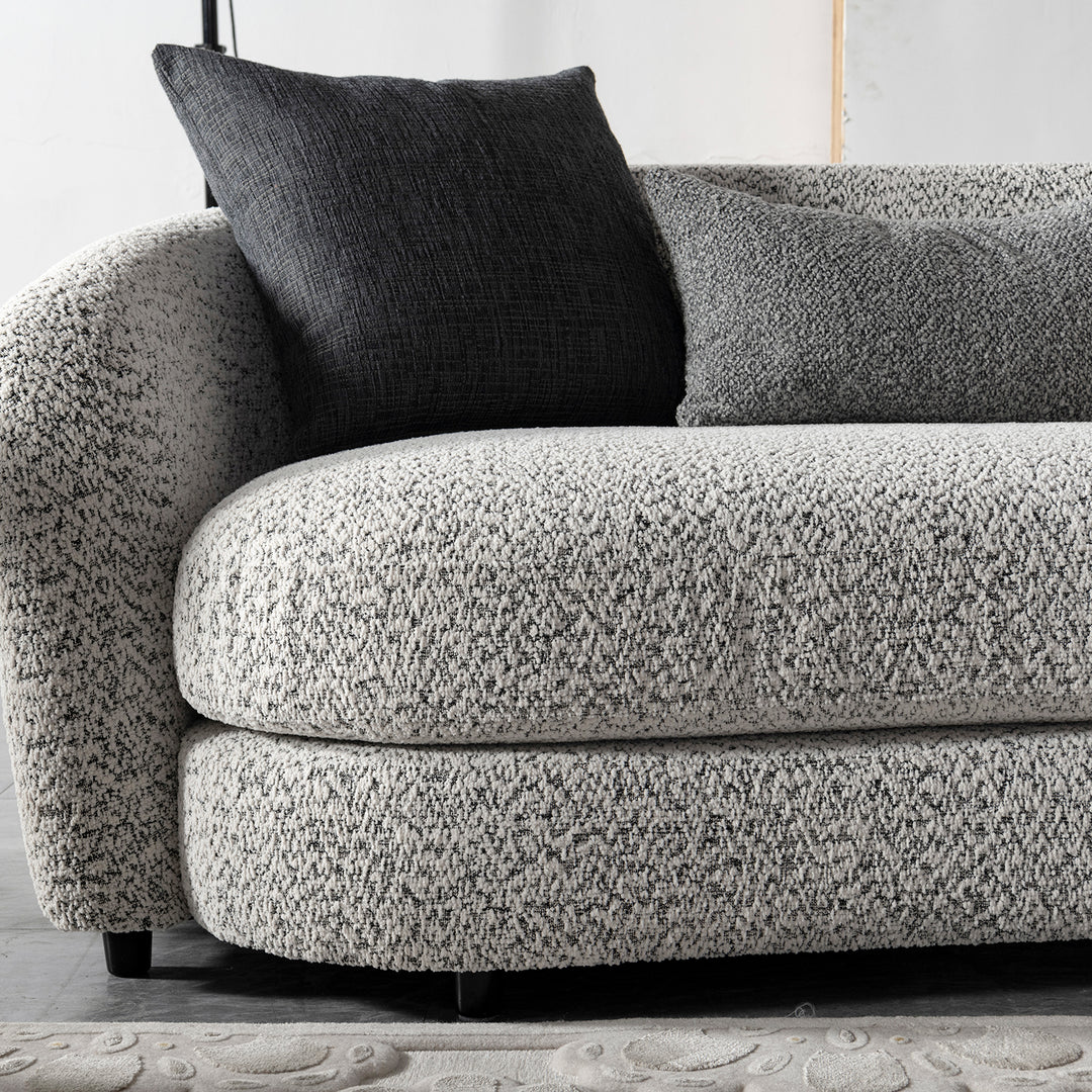 Cream boucle fabric 3 seater sofa nova material variants.