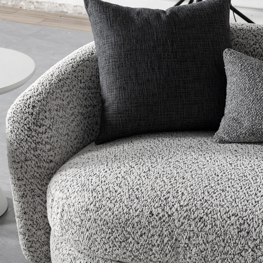 Cream boucle fabric 4 seater sofa nova in close up details.