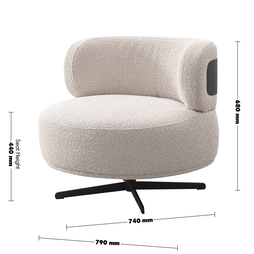 Cream boucle fabric revolving 1 seater sofa chair vuvo size charts.