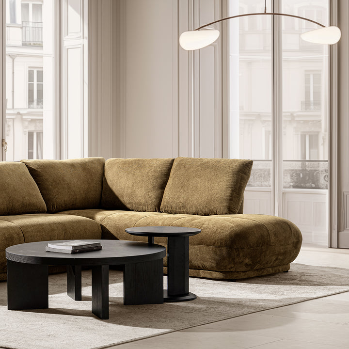 Cream Cotton Fabric Modular Chaise 2 Seater Sofa MOSSY