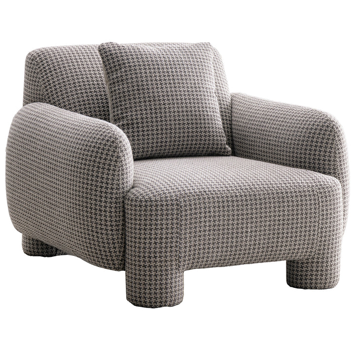 Cream mixed weave fabric 1 seater sofa syra in white background.