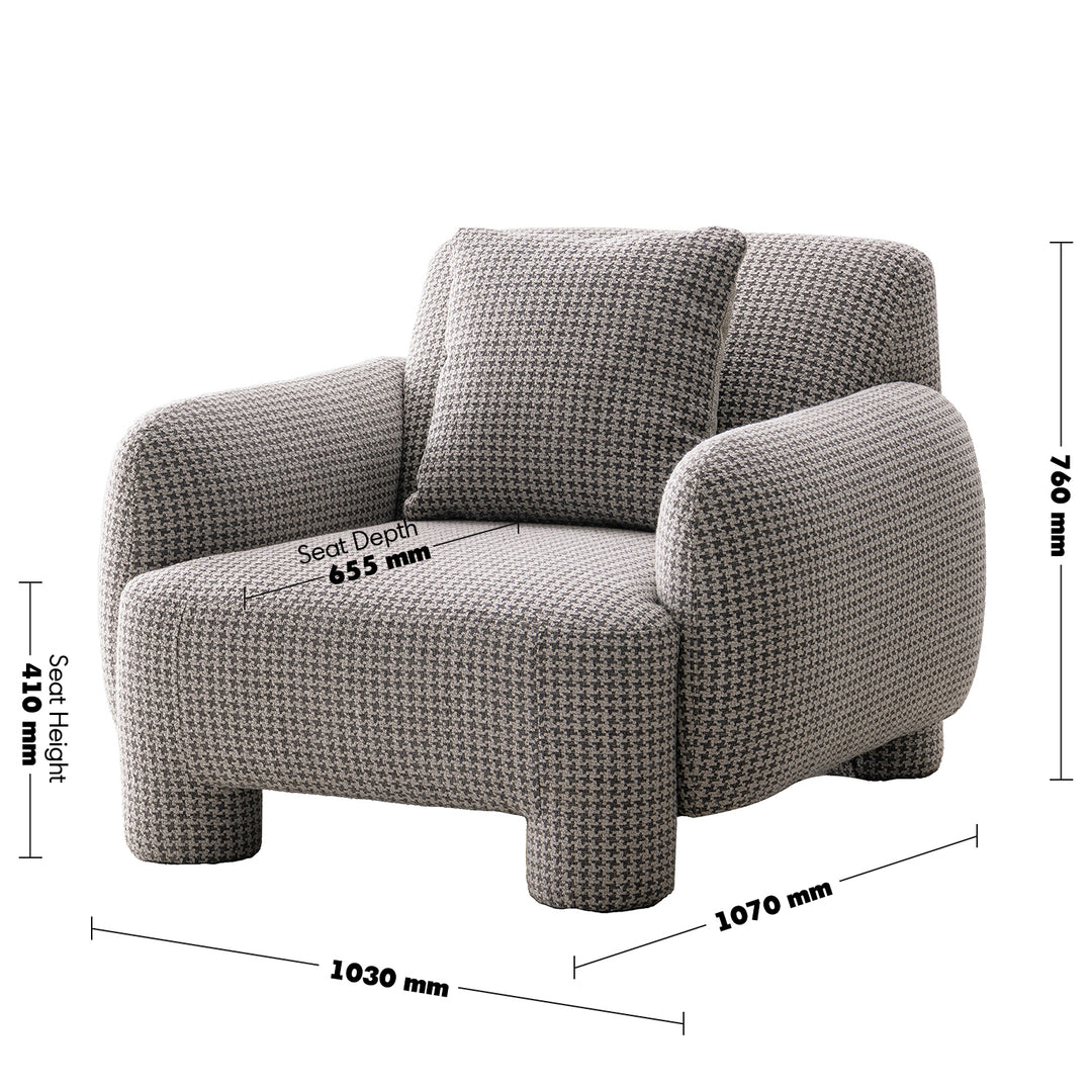 Cream Mixed Weave Fabric 1 Seater Sofa SYRA