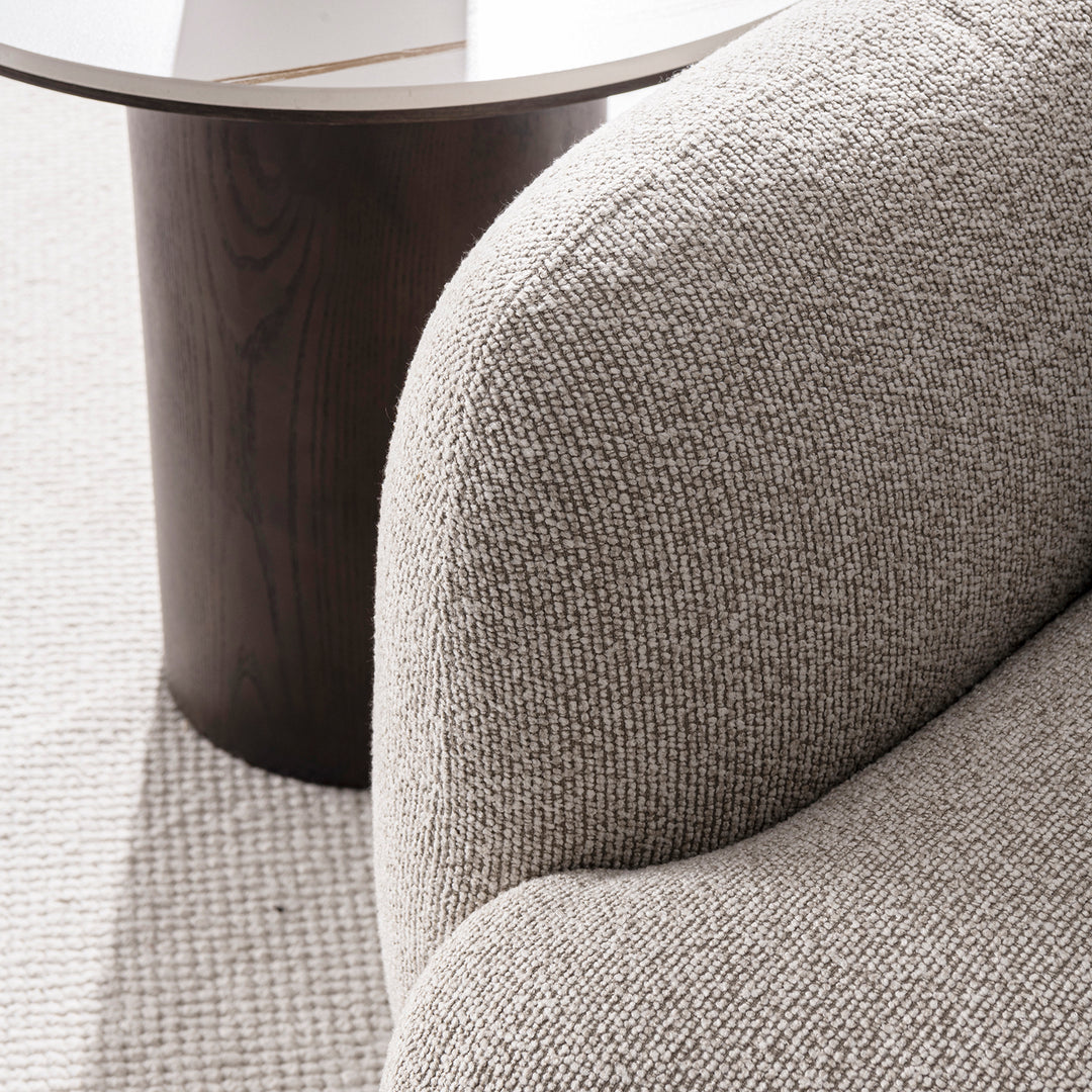 Cream mixed weave fabric 3 seater sofa syra color swatches.