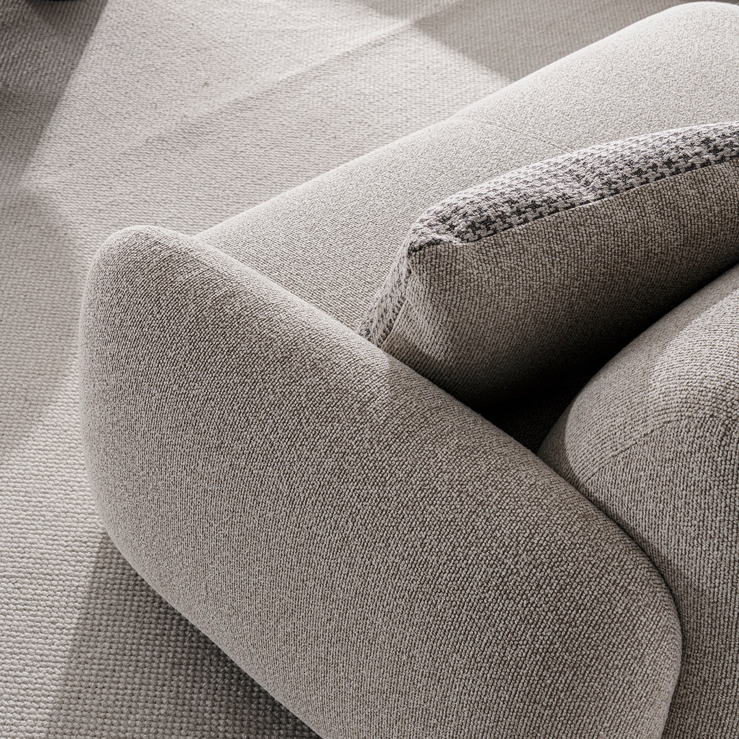 Cream mixed weave fabric 3 seater sofa syra with context.