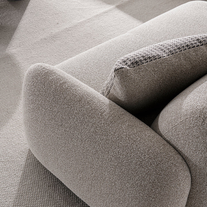 Cream mixed weave fabric 3 seater sofa syra with context.