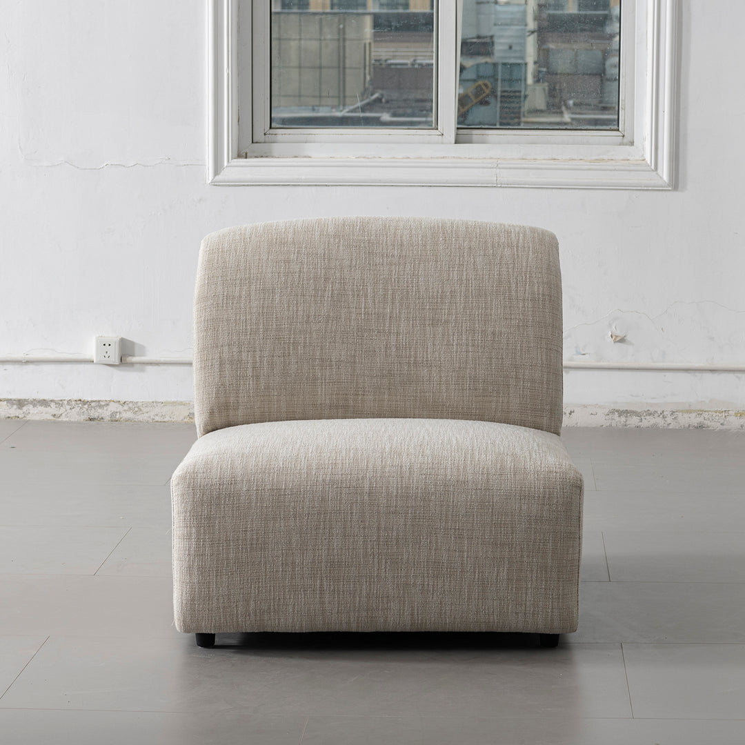 Cream Mixed Weave Fabric Modular Armless 1 Seater Sofa LUNAR