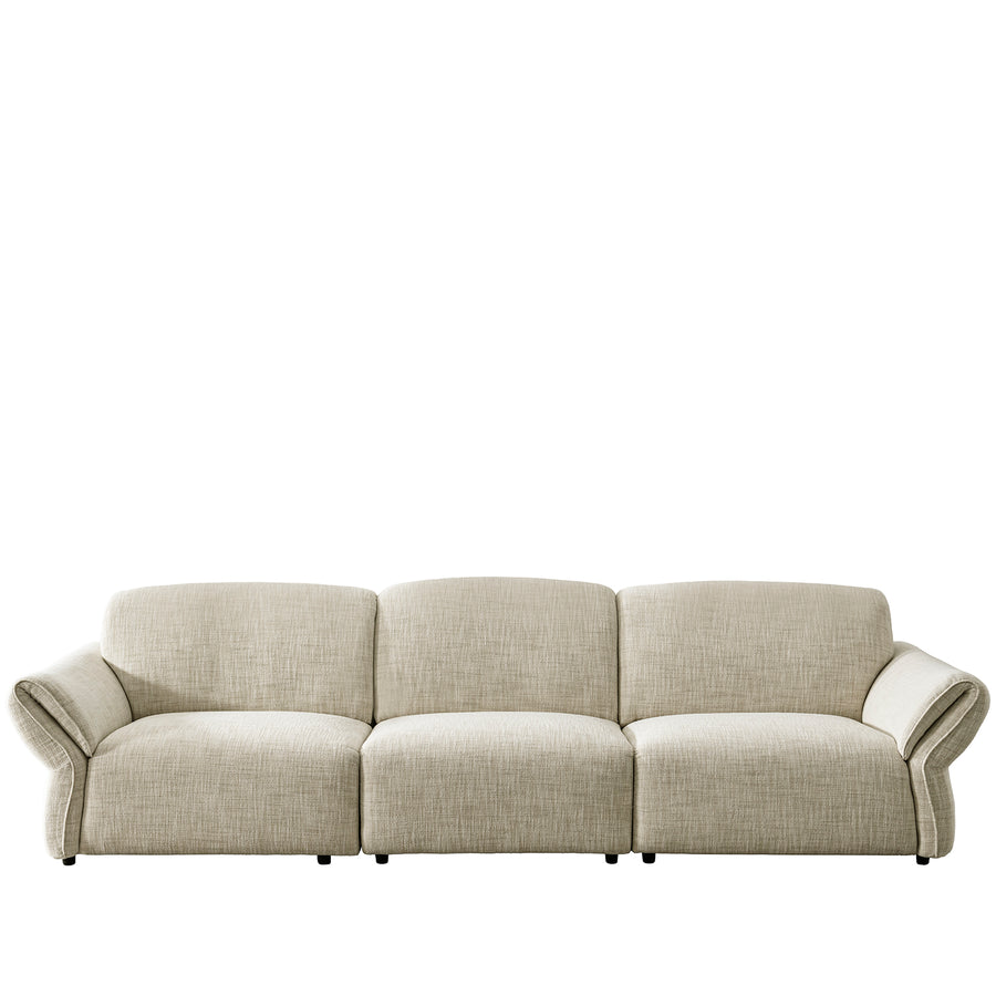Cream mixed weave fabric sectional 4 seater sofa lunar in white background.