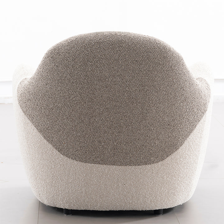 Cream sherpa fabric pu leather 1 seater sofa cocoa in still life.