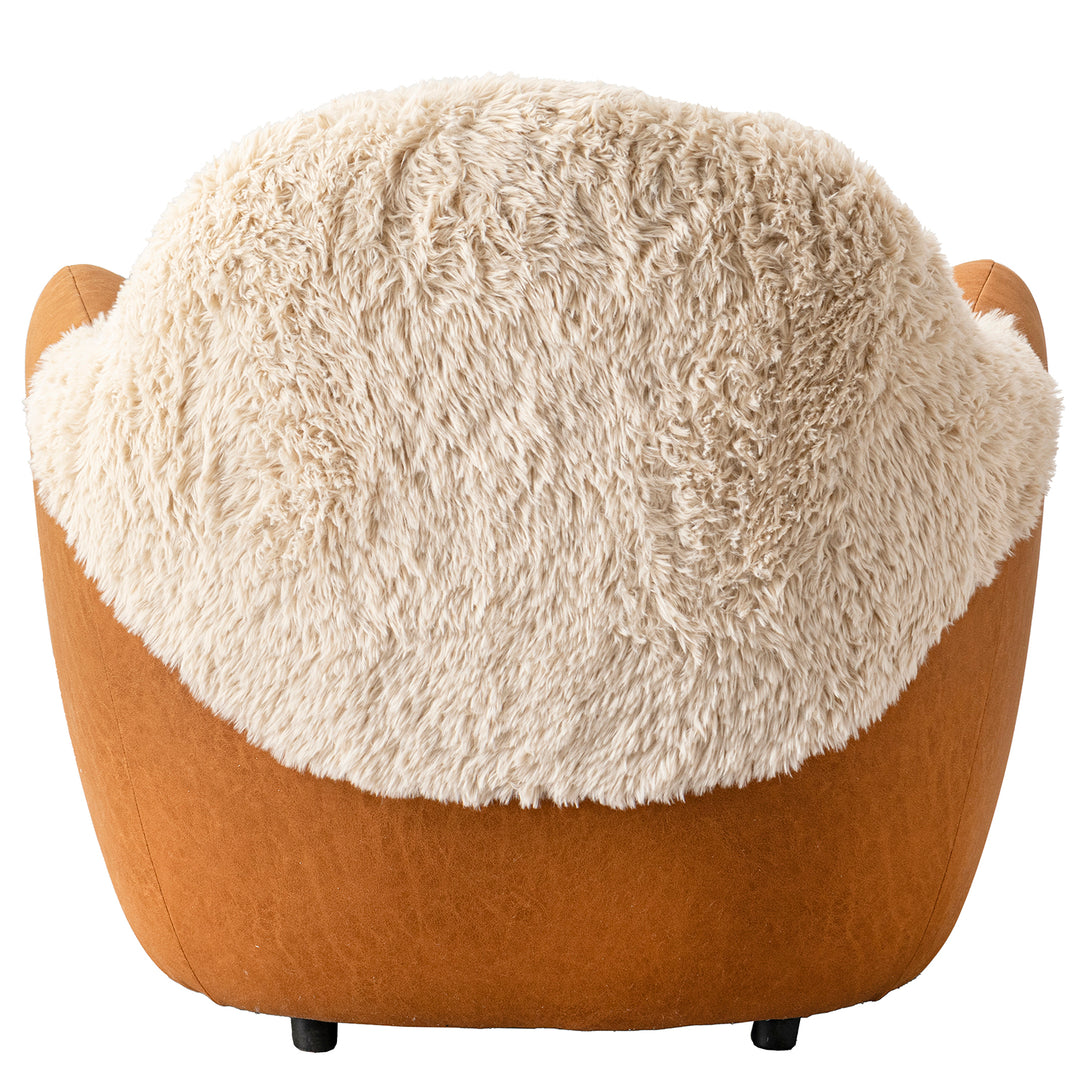 Cream sherpa fabric pu leather 1 seater sofa cocoa in details.