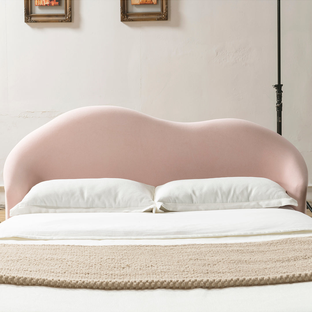 Cream velvet fabric bed frame lula in close up details.