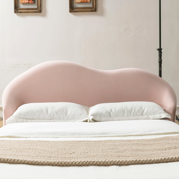 Cream velvet fabric bed frame lula in close up details.