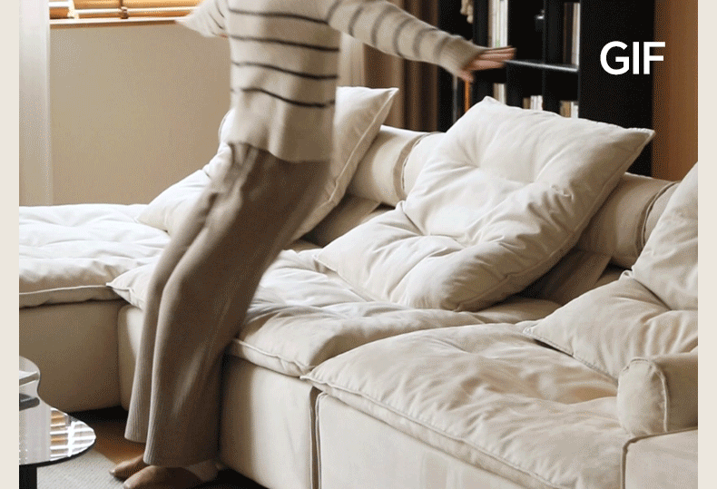 Contemporary suede fabric modular chaise 1 seater sofa bloom layered structure.