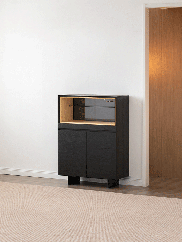 Minimalist Ash Wood Veneer Display Cabinet  GRID