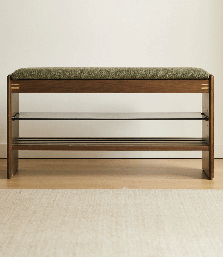 Japandi Walnut Wood Shoe Changing Bench DAWN
