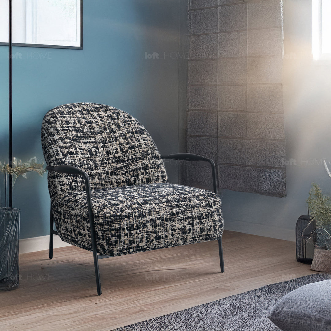 Industrial mixed weave fabric 1 seater sofa trixy color swatches.