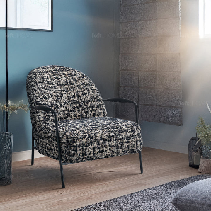 Industrial mixed weave fabric 1 seater sofa trixy color swatches.