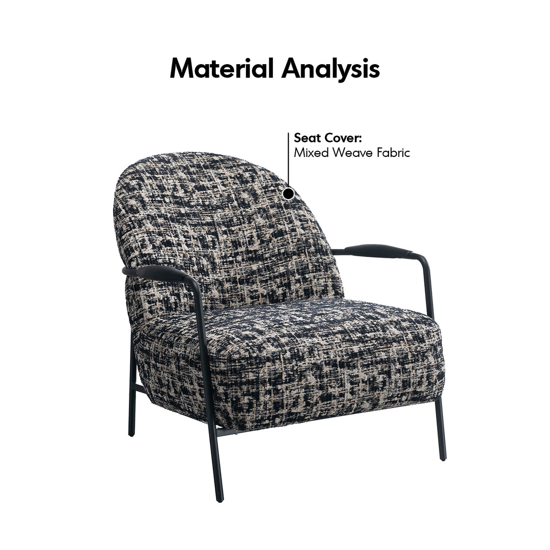 Industrial mixed weave fabric 1 seater sofa trixy in details.