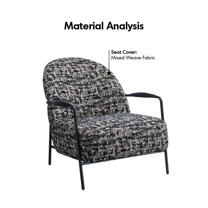 Industrial mixed weave fabric 1 seater sofa trixy in details.