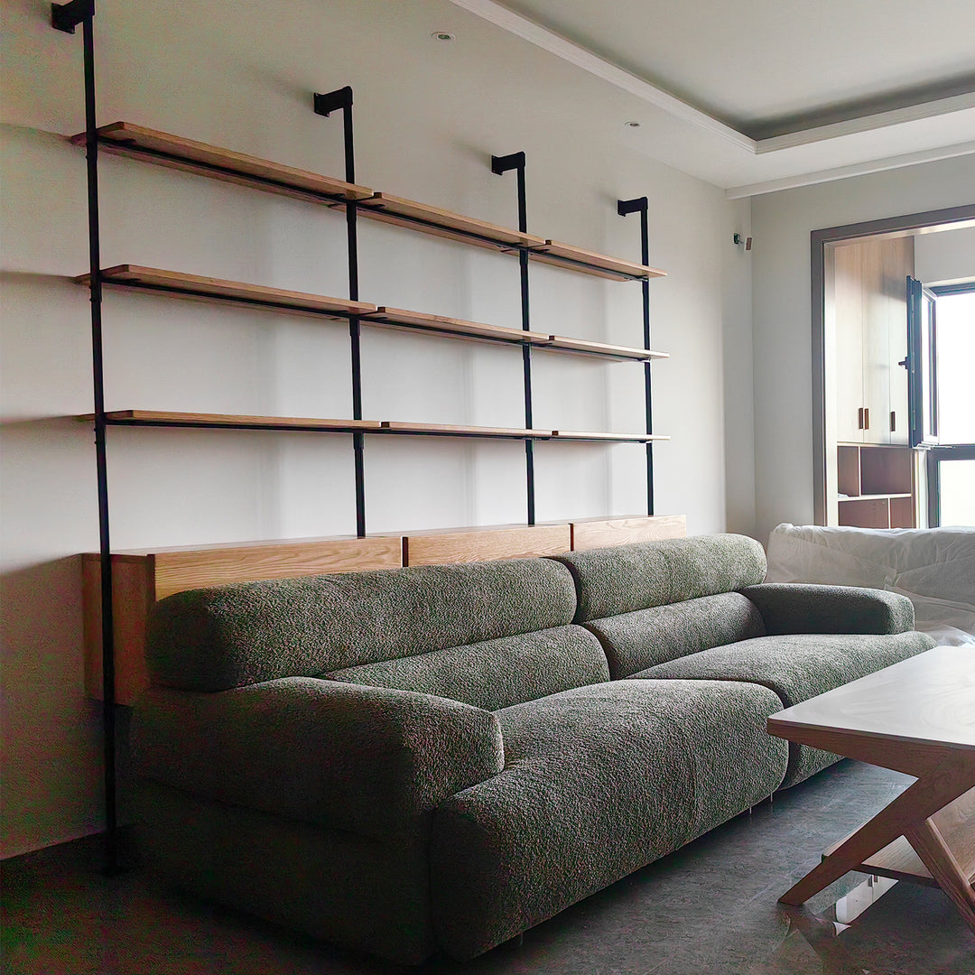 Industrial oak wood wall mounted display shelf shelfix detail 5.