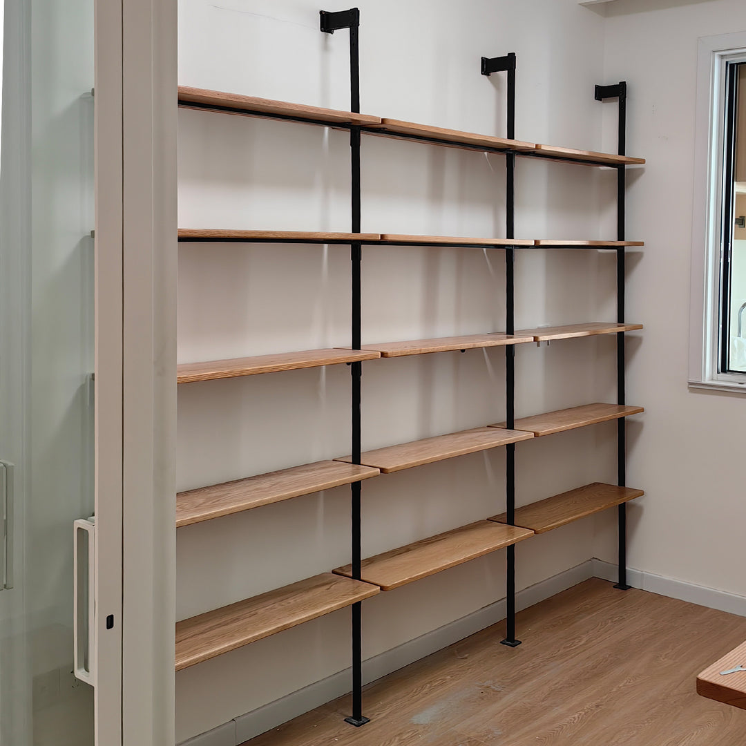 Industrial oak wood wall mounted display shelf shelfix detail 6.