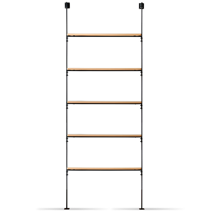 Industrial oak wood wall mounted display shelf shelfix detail 7.