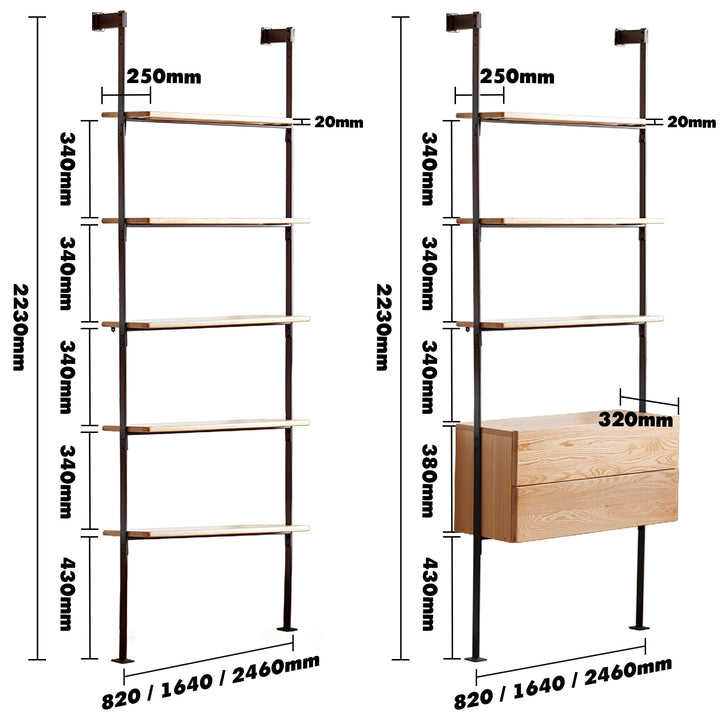 Industrial oak wood wall mounted display shelf shelfix size charts.